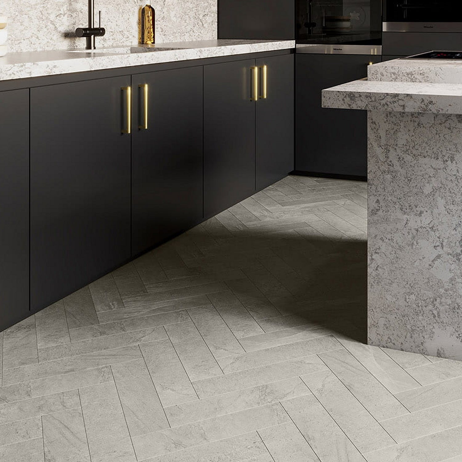Invictus Maximus Gluedown LVT Flooring in Groovy Granite Shadow Parquet - 1.4m2 Full Pack