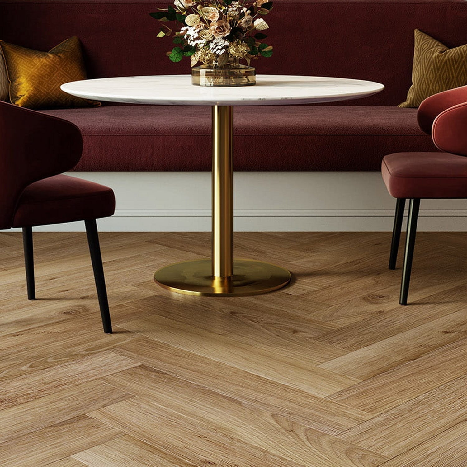 Invictus Maximus Gluedown LVT Flooring in Highland Oak Classic Herringbone - 3.37m2 Full Pack