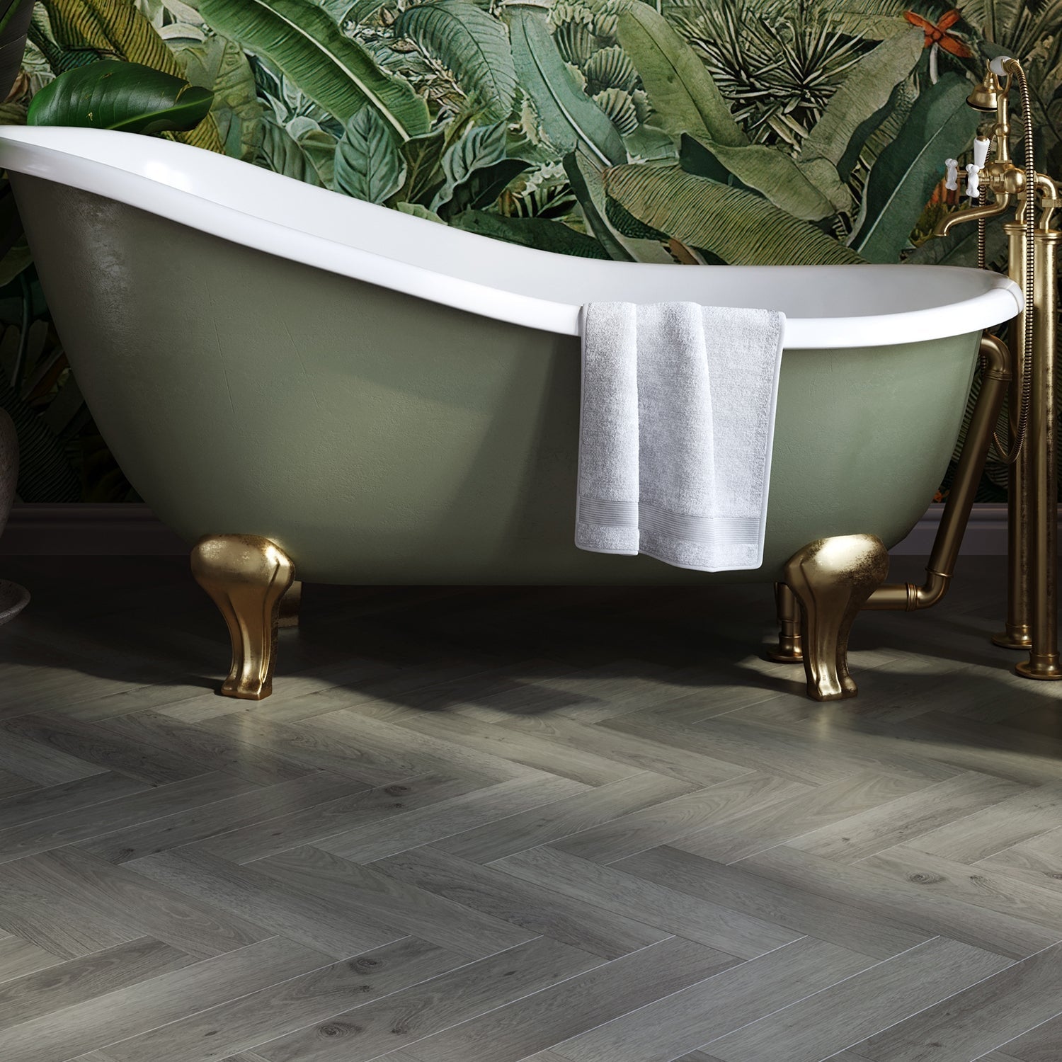 Invictus Maximus Gluedown LVT Flooring in Highland Oak Frosted Parquet - 1.4m2 Full Pack