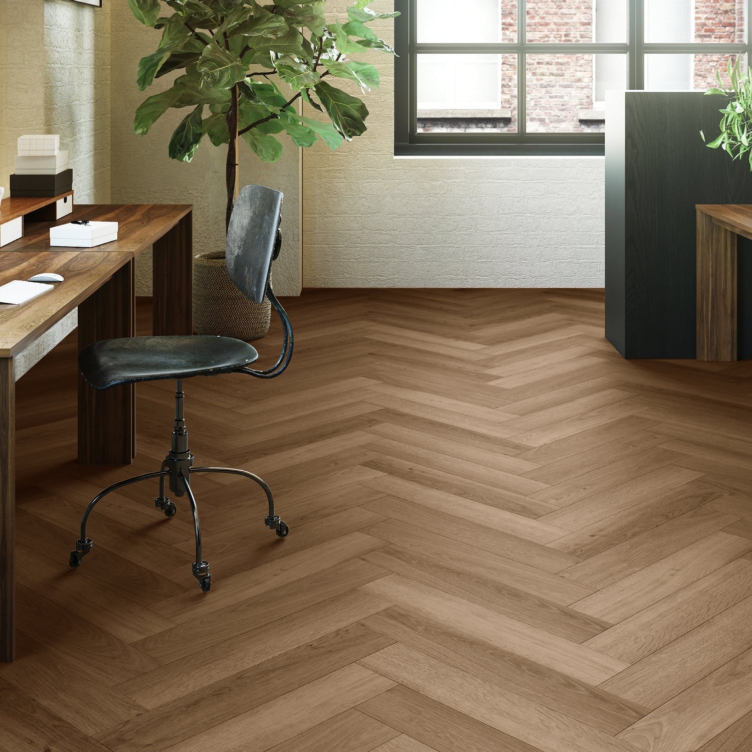 Invictus Maximus Gluedown LVT Flooring in Highland Oak Roasted Parquet - 1.4m2 Full Pack