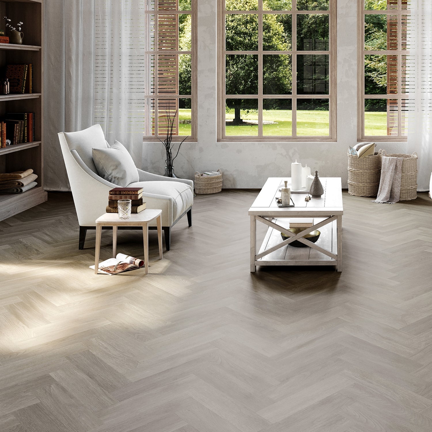 Invictus Maximus Gluedown LVT Flooring in New England Oak Dusk Parquet - 1.4m2 Full Pack