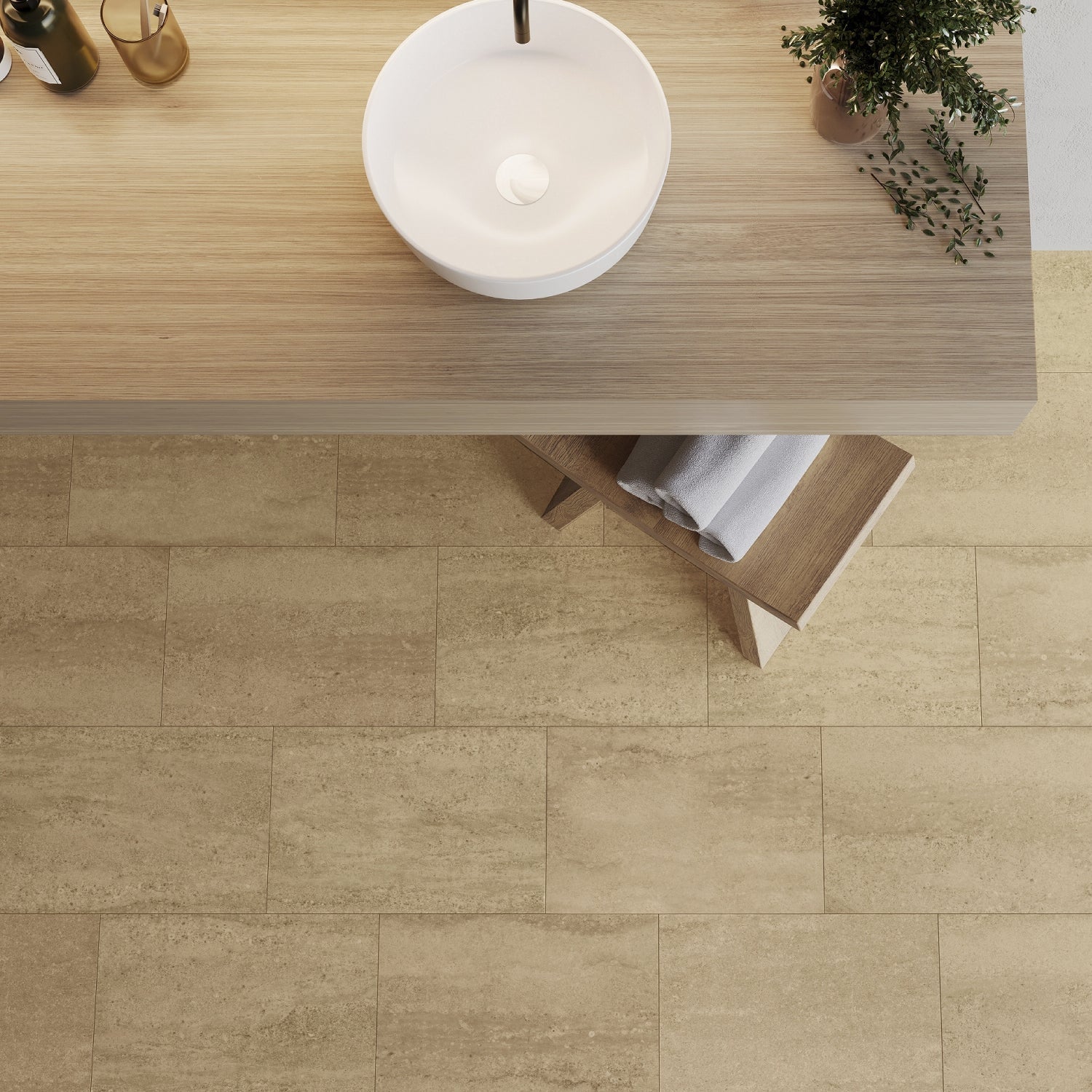 Invictus Maximus Gluedown LVT Flooring in Tivoli Stone Mocha - 3.06m2 Full Pack