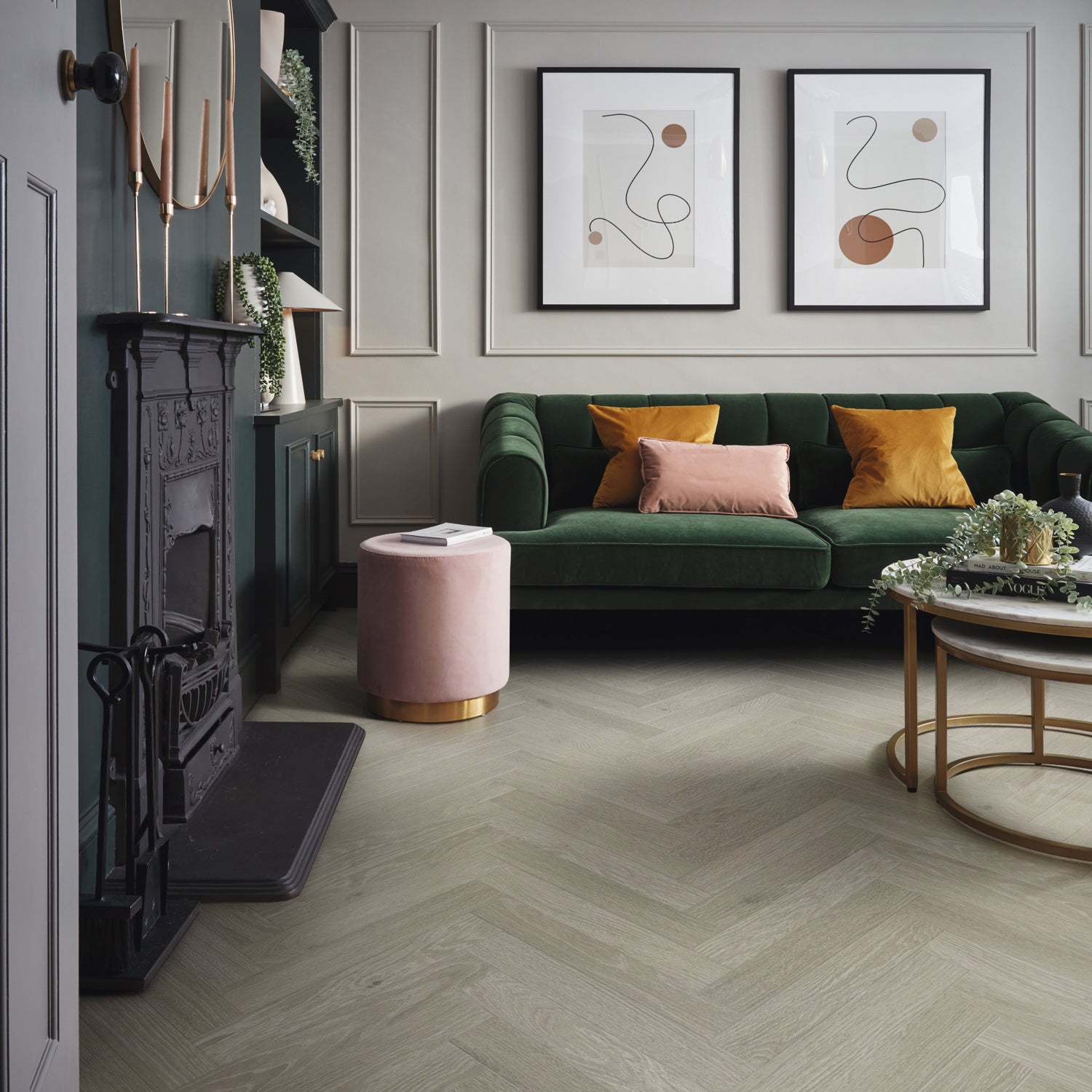 Karndean Art Select Gluedown LVT Flooring in Dove Artisan Oak Herringbone SM-RL30 - 3.34m2 Full Pack