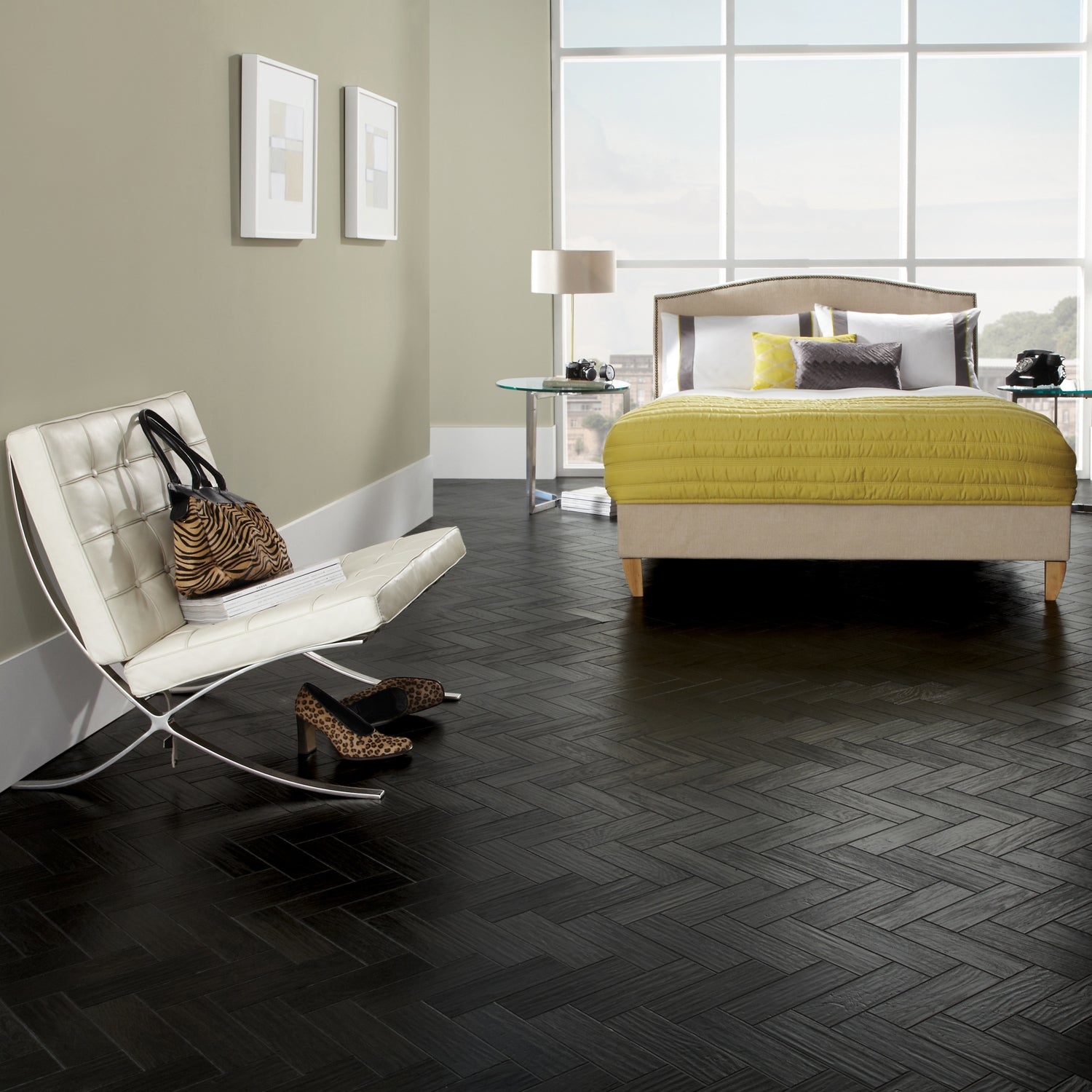 Karndean Art Select Gluedown LVT Flooring in Midnight Oak Parquet AP03 - 3.34m2 Full Pack