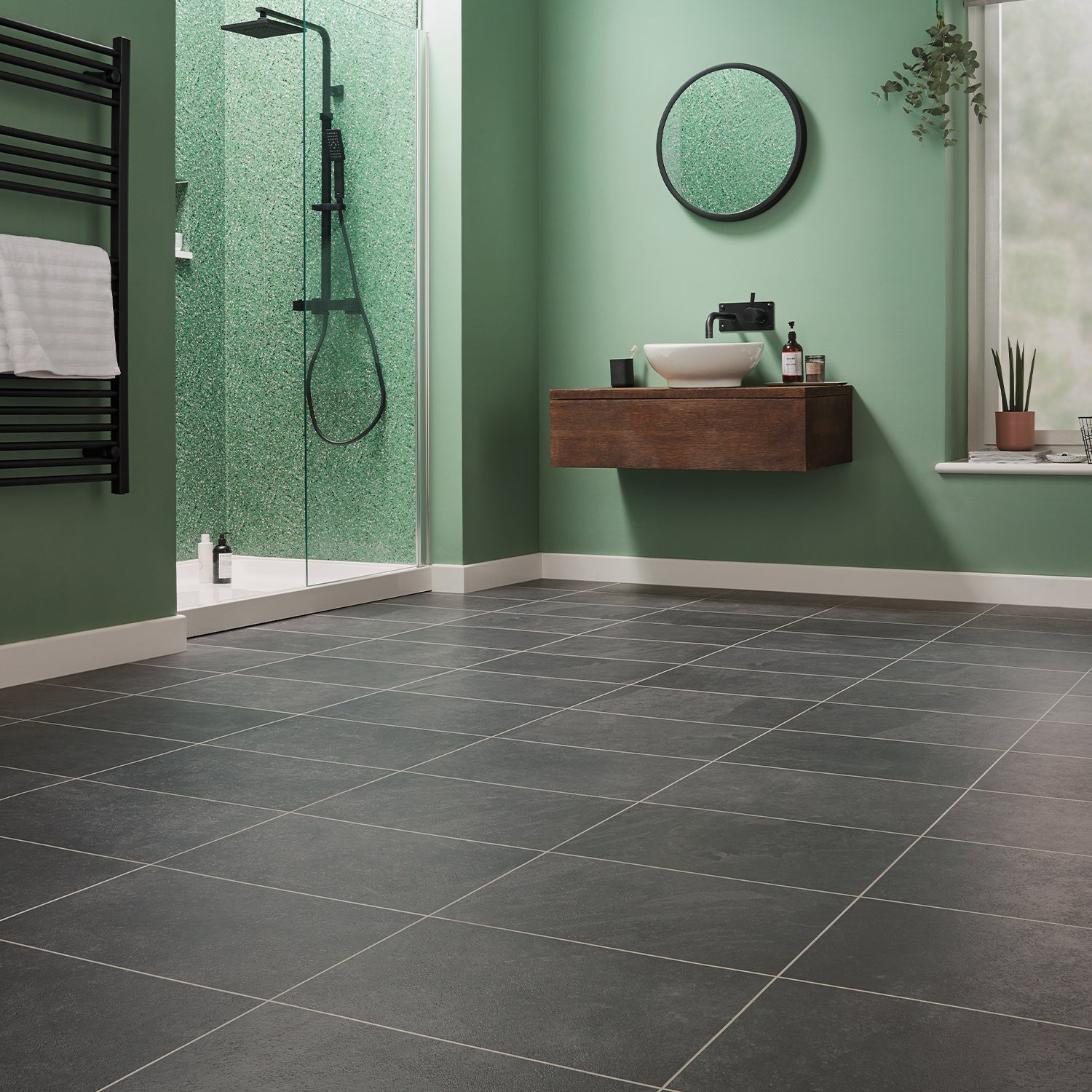 Karndean Knight Tile Gluedown LVT Flooring in Black Riven Slate ST15 - 3.34m2 Full Pack