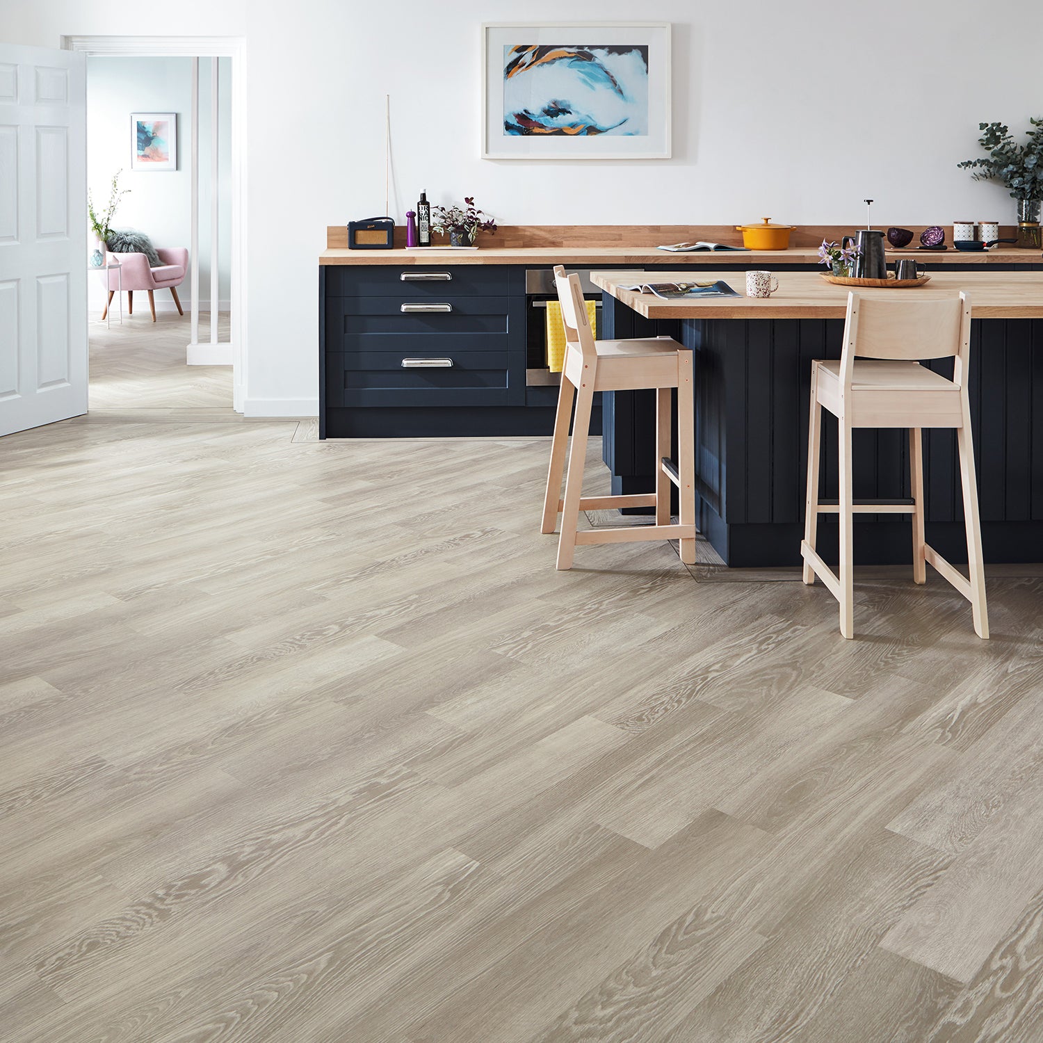 Karndean Knight Tile Gluedown LVT Flooring in Grey Limed Oak KP138 - 3.34m2 Full Pack