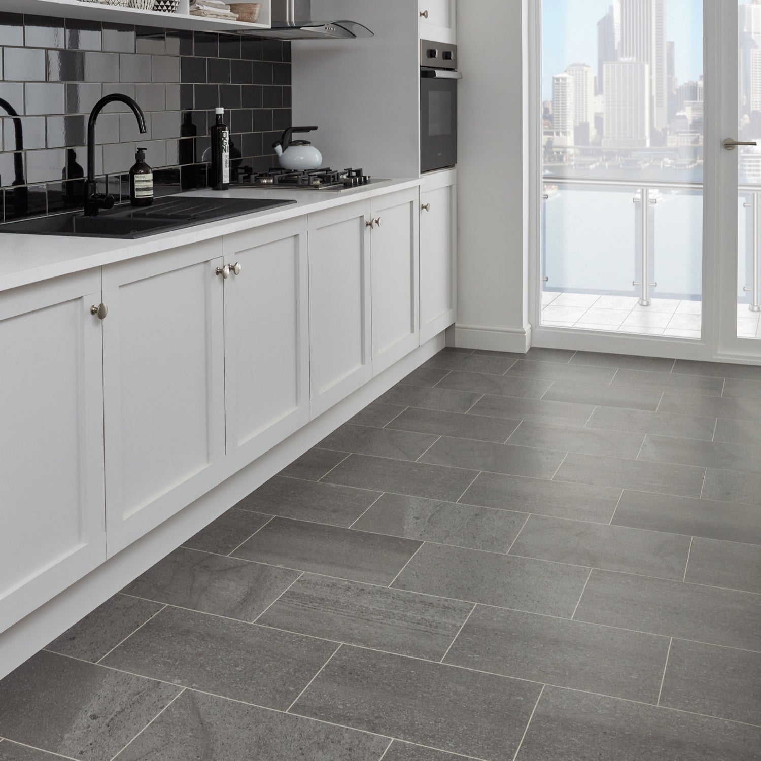 Karndean Knight Tile Gluedown LVT Flooring in Honed Charcoal Slate ST19 - 3.34m2 Full Pack