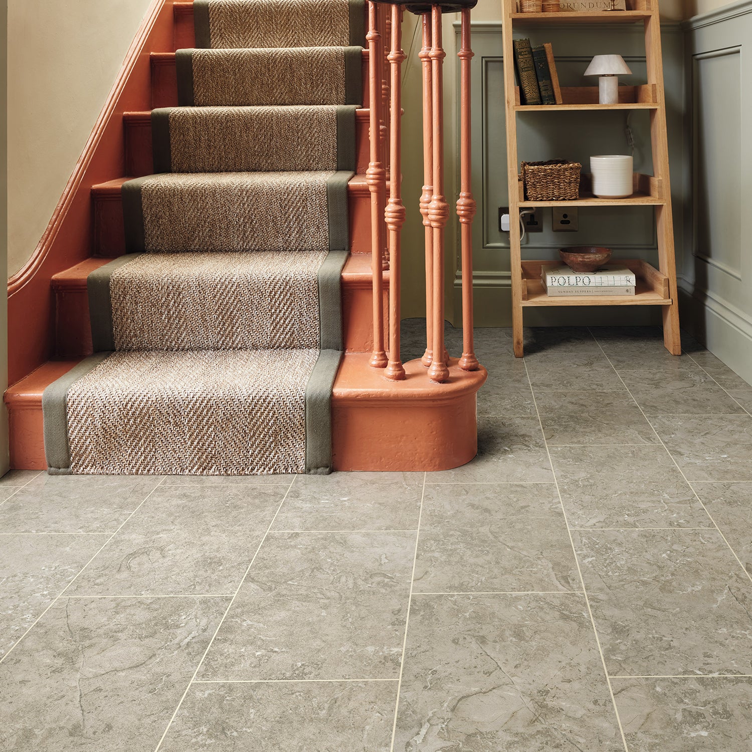 Karndean Knight Tile Gluedown LVT Flooring in Lunar Limestone ST32 - 3.34m2 Full Pack
