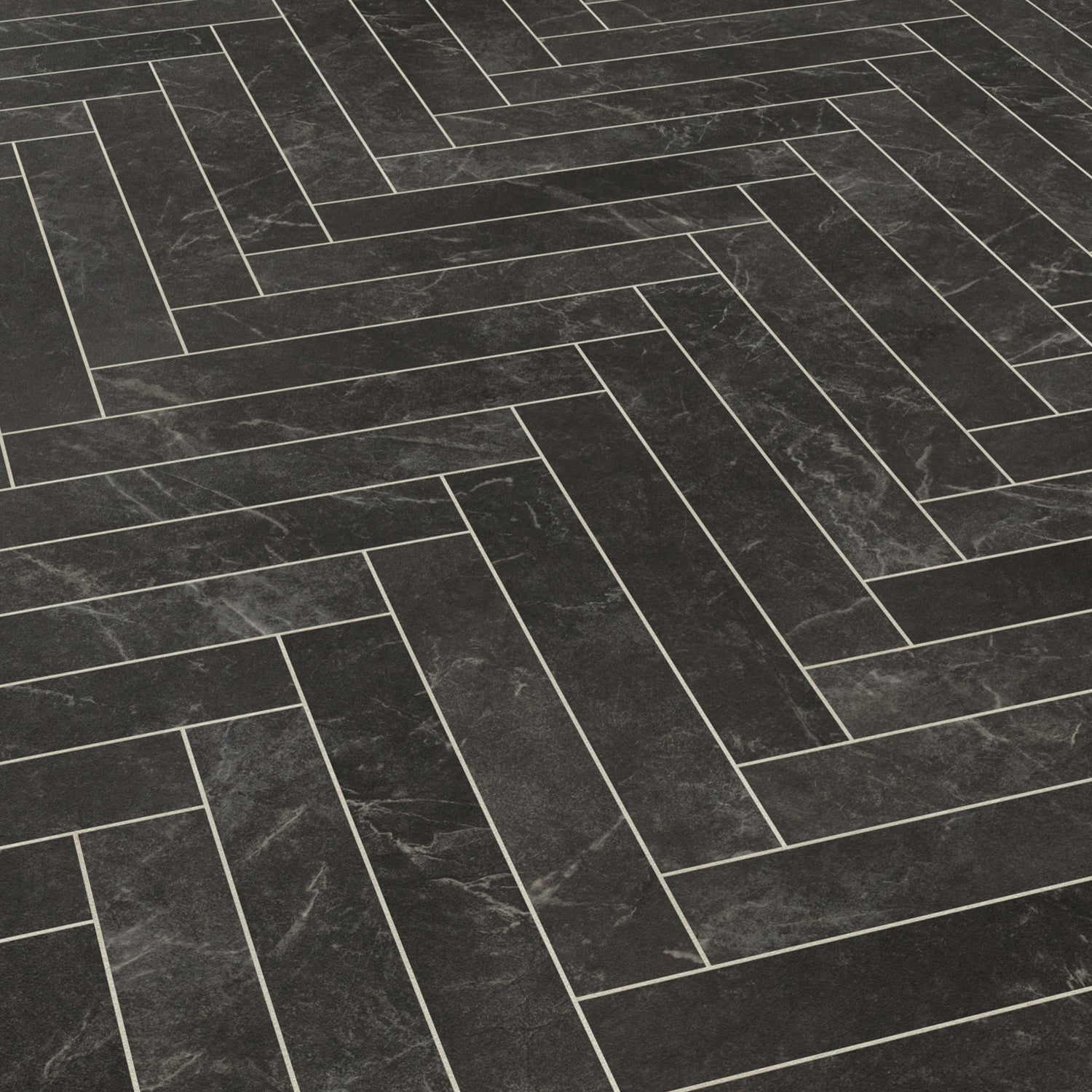 Karndean Knight Tile Gluedown LVT Flooring in Midnight Marble Herringbone SM-ST28 - 3.34m2 Full Pack