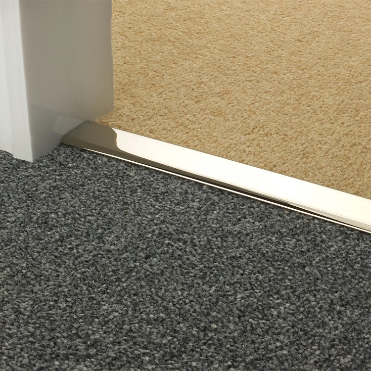 Stairrods UK Double Z9 Dual Edge Door Bar in Polished Nickel - Carpet to Carpet