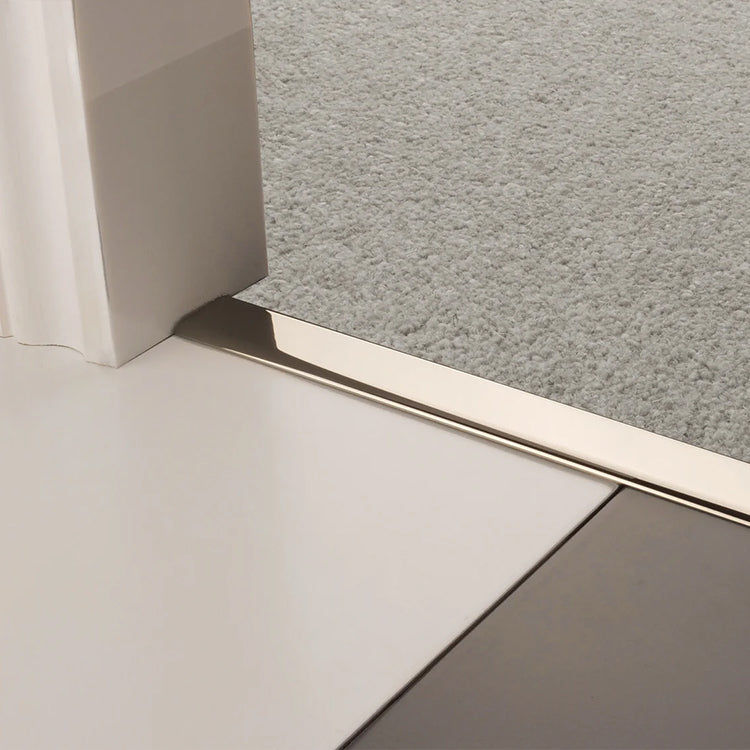 Stairrods UK Premier Z Trim Door Bar in Polished Nickel - Carpet to Hard Flooring