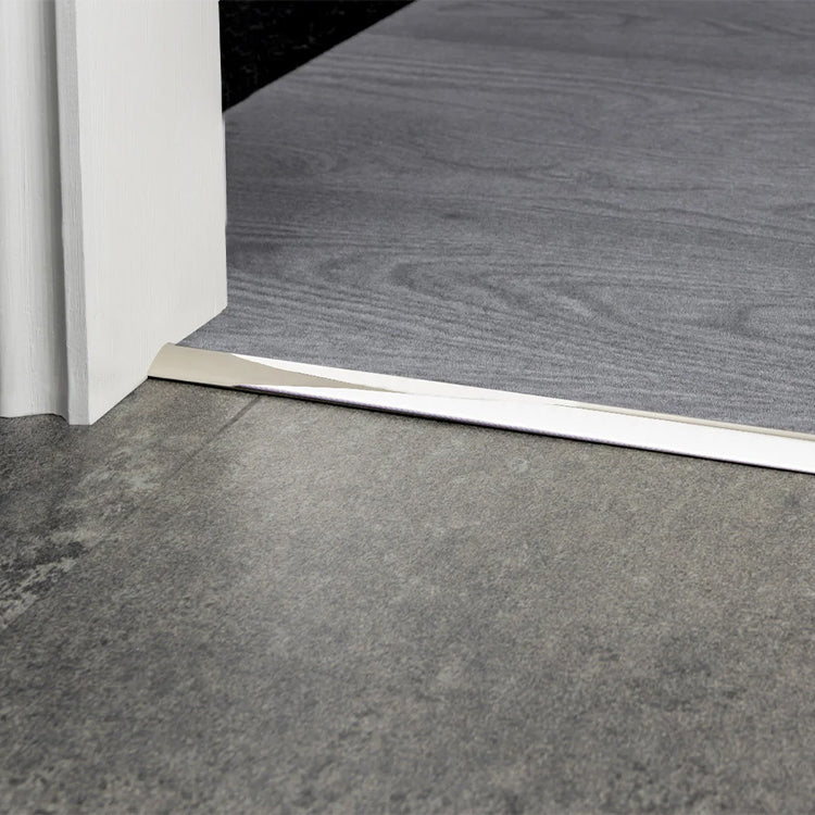 Stairrods UK Premier Single 4 Single Edge Door Bar in Polished Nickel - Thin Carpet to Vinyl