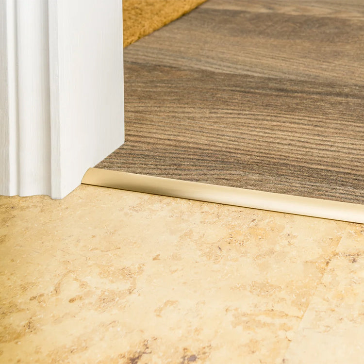 Stairrods UK Premier Single 4 Single Edge Door Bar in Satin Brass - Thin Carpet to Vinyl
