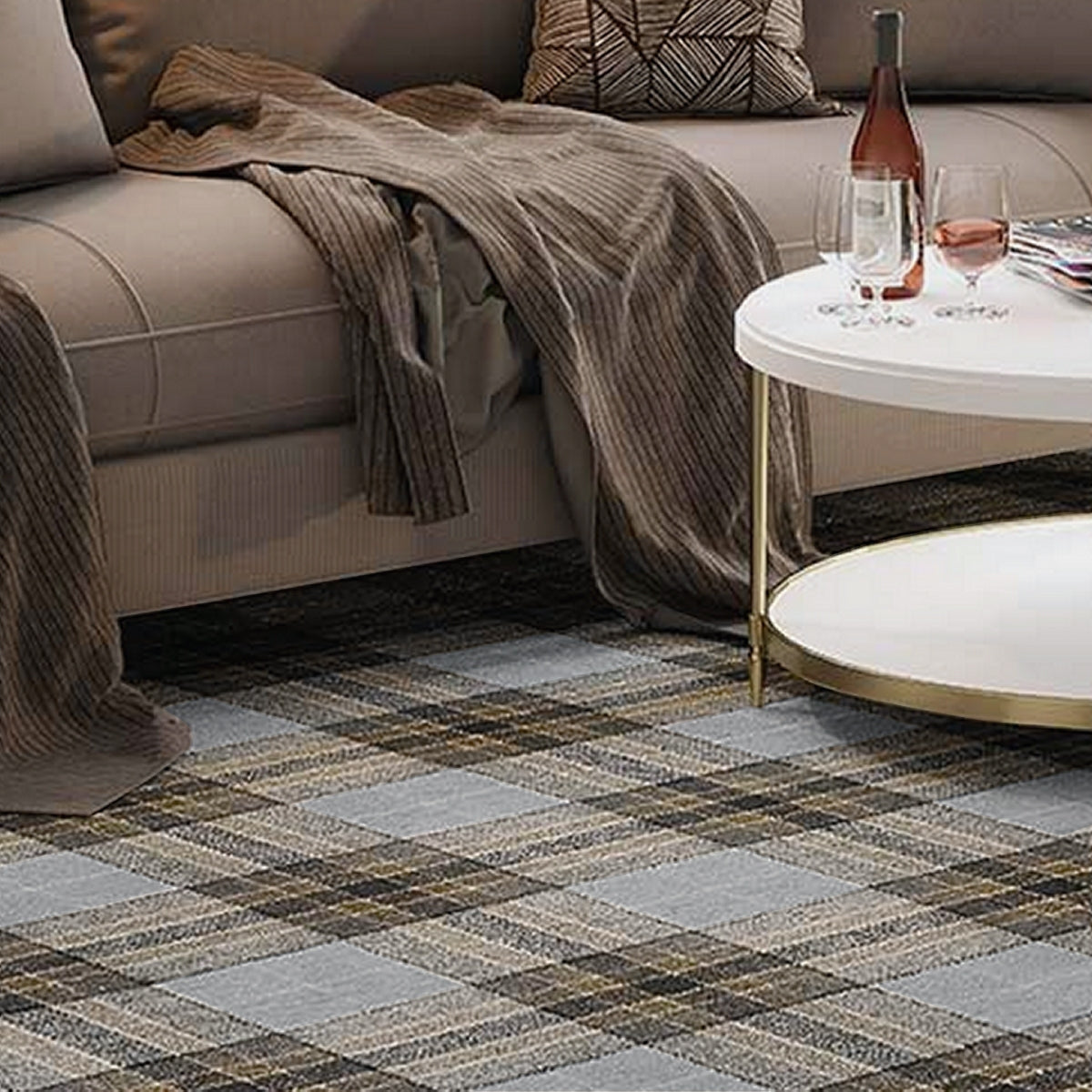 Abingdon Carpets Stainfree Wilton Check Chatsworth Tartan Pattern Carpet