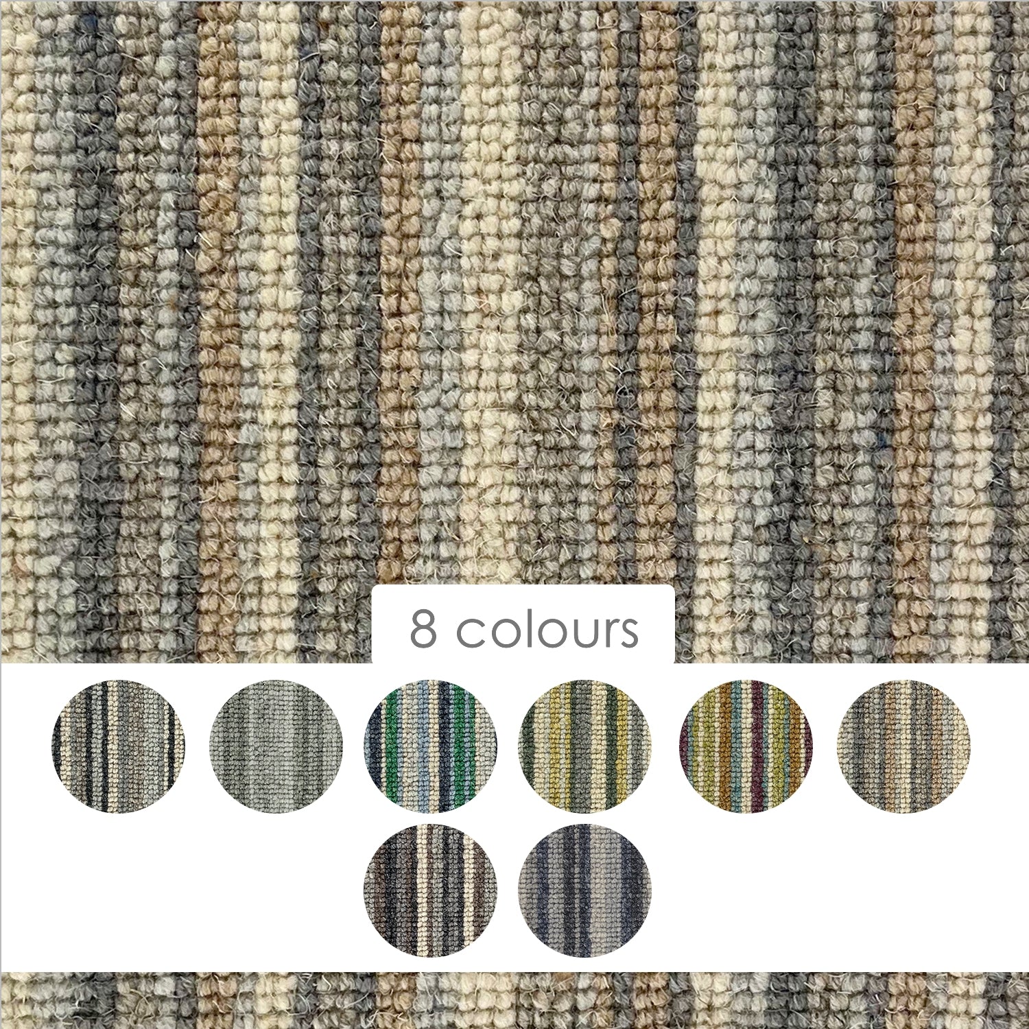 Telenzo Carpets Bakerloo Stripe 100% Wool Loop Carpet