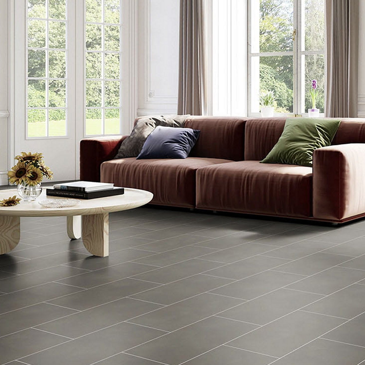 Invictus Maximus Gluedown LVT Flooring in Concrete Crush Charcoal - 3.34m2 Full Pack