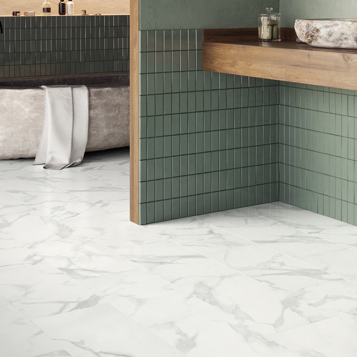 Invictus Primus Gluedown LVT Flooring in Pure Marble Snow - 3.72m2 Full Pack
