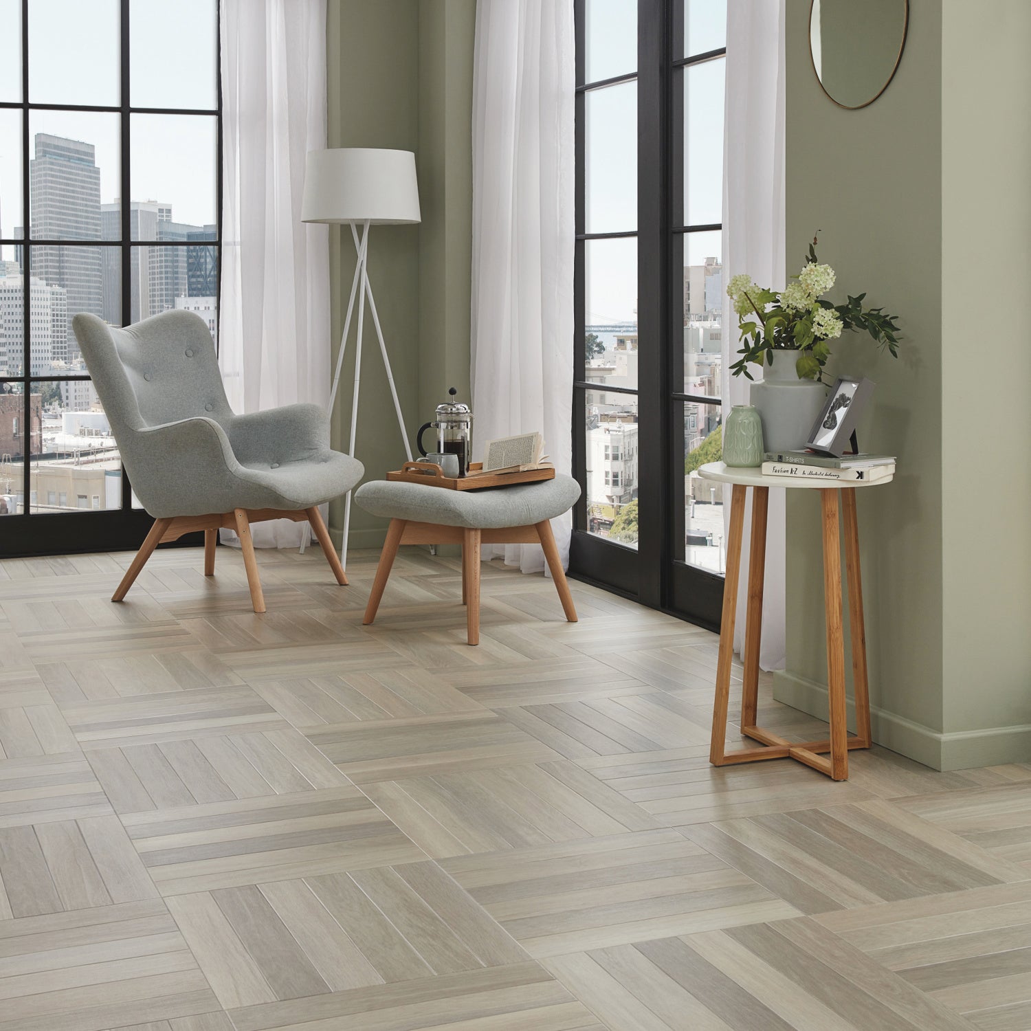 Karndean Art Select Gluedown LVT Flooring in Glacier Oak Parquet SM-RL21 - 3.34m2 Full Pack
