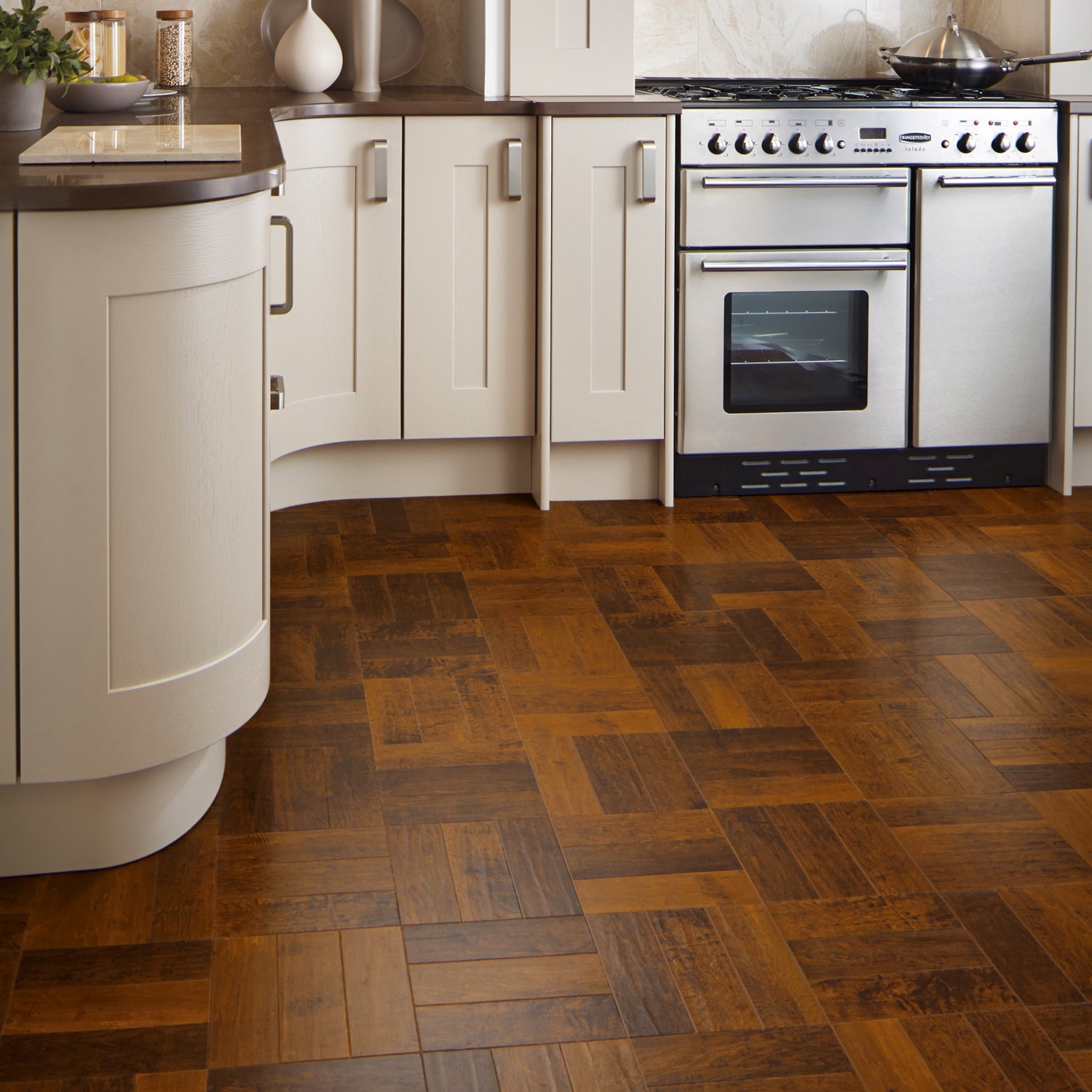 Karndean Art Select Gluedown LVT Flooring in Spanish Cherry Parquet AP05 - 3.34m2 Full Pack