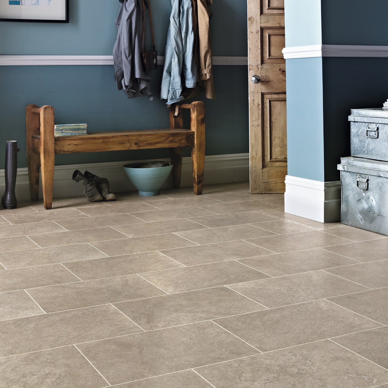 Karndean Knight Tile Gluedown LVT Flooring in Portland Stone ST13 - 3.34m2 Full Pack