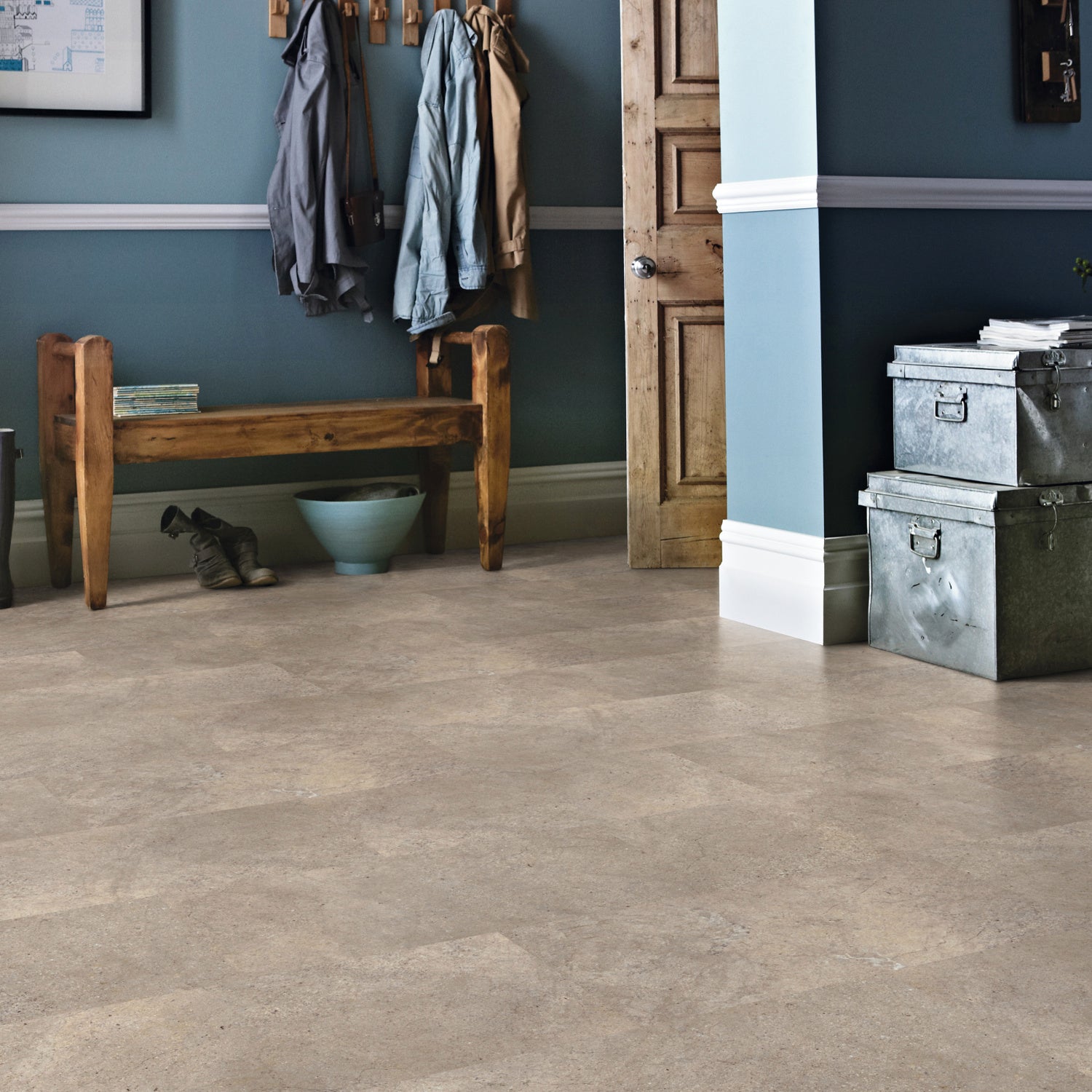 Karndean Knight Tile Rigid Core LVT Flooring in Portland Stone SCB-ST13-18 - 2.79m2 Full Pack