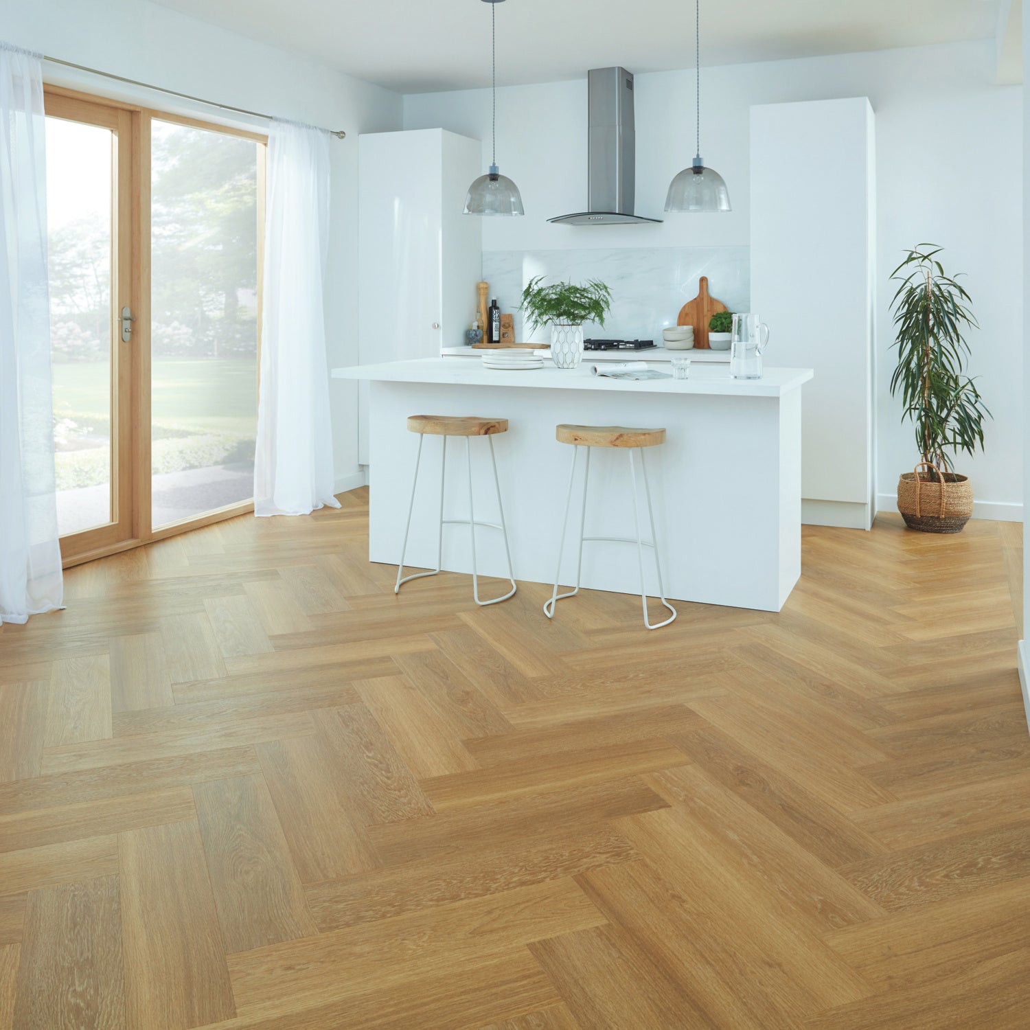 Karndean Van Gogh Gluedown LVT Flooring in Golden Brushed Oak Herringbone SM-VGW122T - 3.29m2 Full Pack
