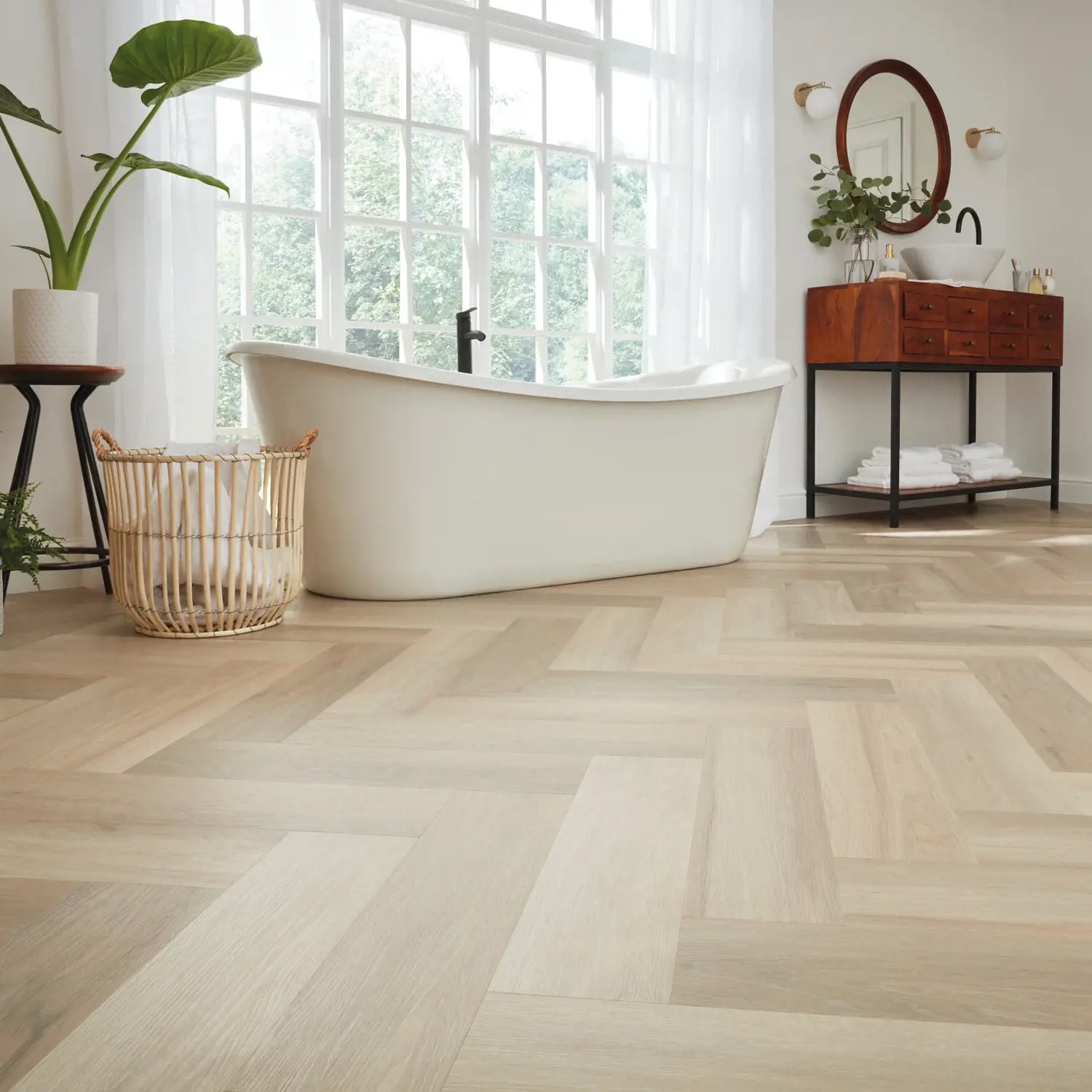 Karndean Van Gogh Gluedown LVT Flooring in Texas White Ash Herringbone SM-VGW8105 - 3.29m2 Full Pack