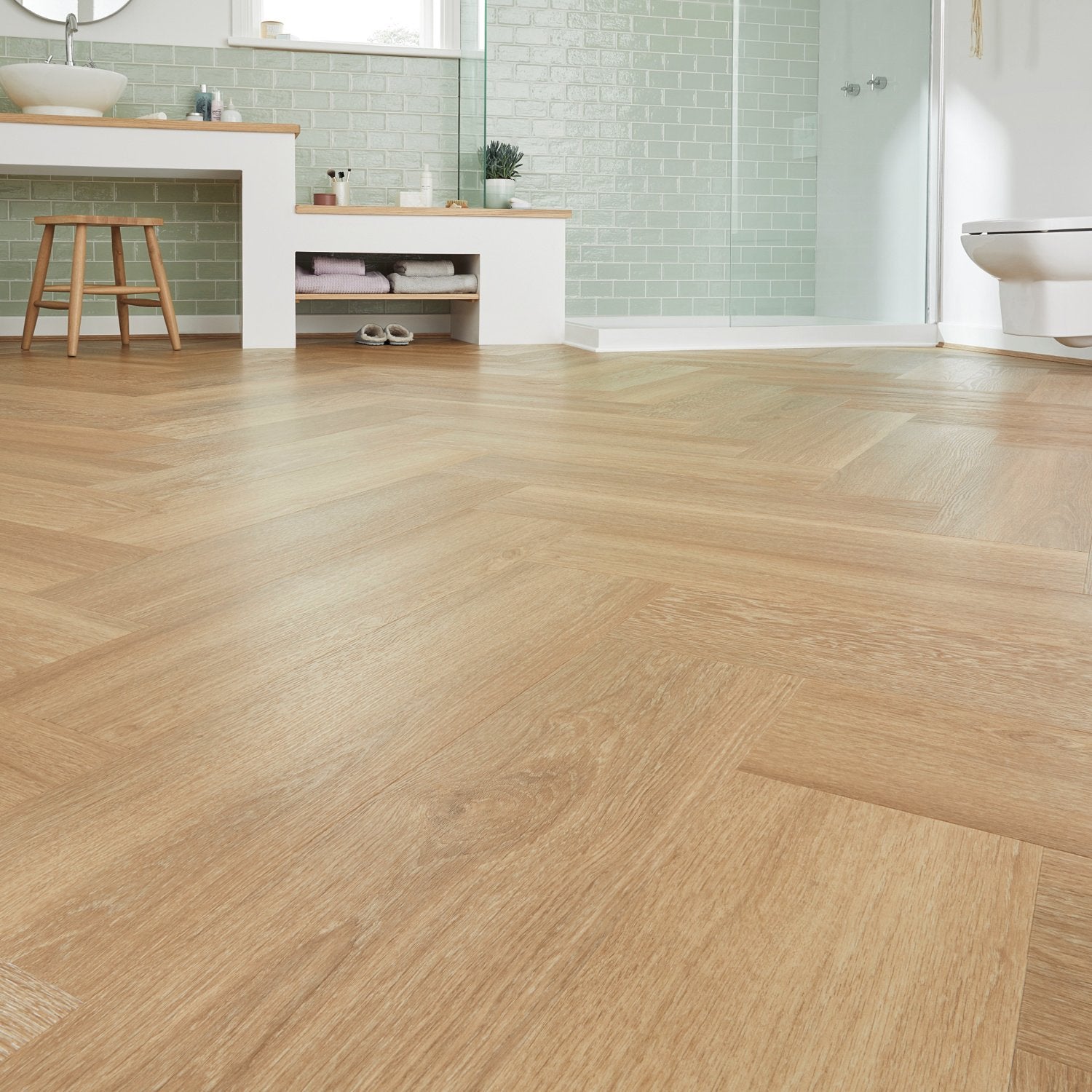Karndean Van Gogh Gluedown LVT Flooring in Warm Brushed Oak Herringbone SM-VGW121T - 3.29m2 Full Pack