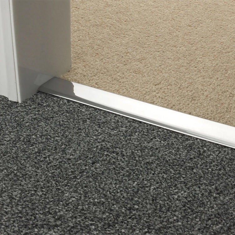 Stairrods UK Premier Double Z13 Dual Edge Door Bar in Brushed Chrome - Carpet to Carpet