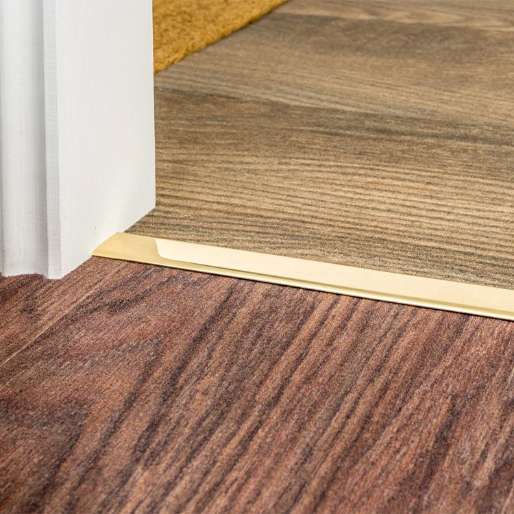 Stairrods UK Double Z4 Dual Edge Door Bar in Brass - Thin Carpet to Thin Carpet