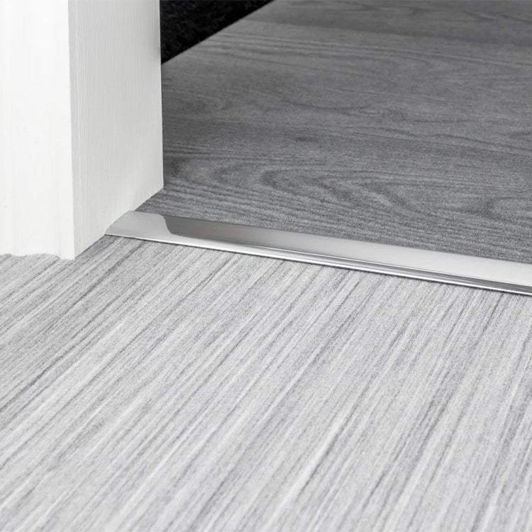 Stairrods UK Double Z4 Dual Edge Door Bar in Brushed Chrome - Thin Carpet to Thin Carpet
