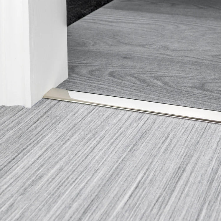 Stairrods UK Double Z4 Dual Edge Door Bar in Polished Nickel - Thin Carpet to Thin Carpet