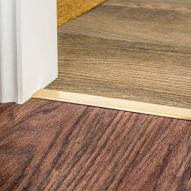 Stairrods UK Double Z4 Dual Edge Door Bar in Satin Brass - Thin Carpet to Thin Carpet
