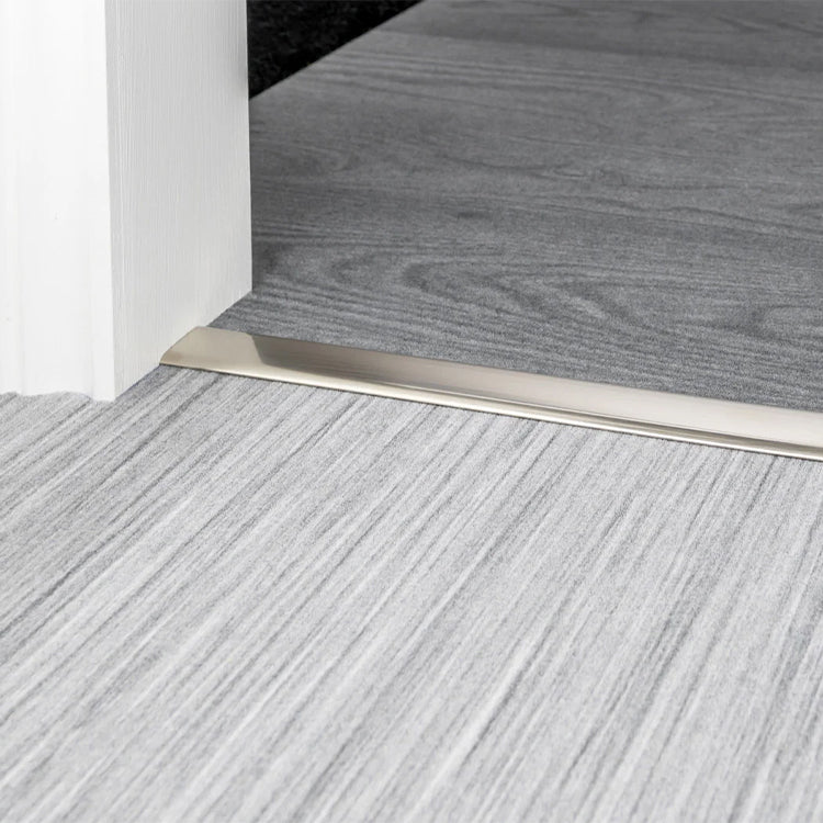 Stairrods UK Double Z4 Dual Edge Door Bar in Satin Nickel - Thin Carpet to Thin Carpet