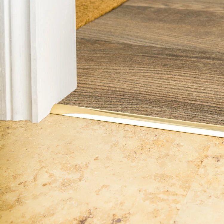 Stairrods UK Premier Single 4 Single Edge Door Bar in Brass - Thin Carpet to Vinyl