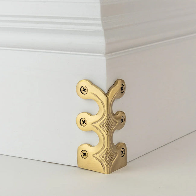 Stair Rods UK Skiffer Corner Protector in Satin Brass