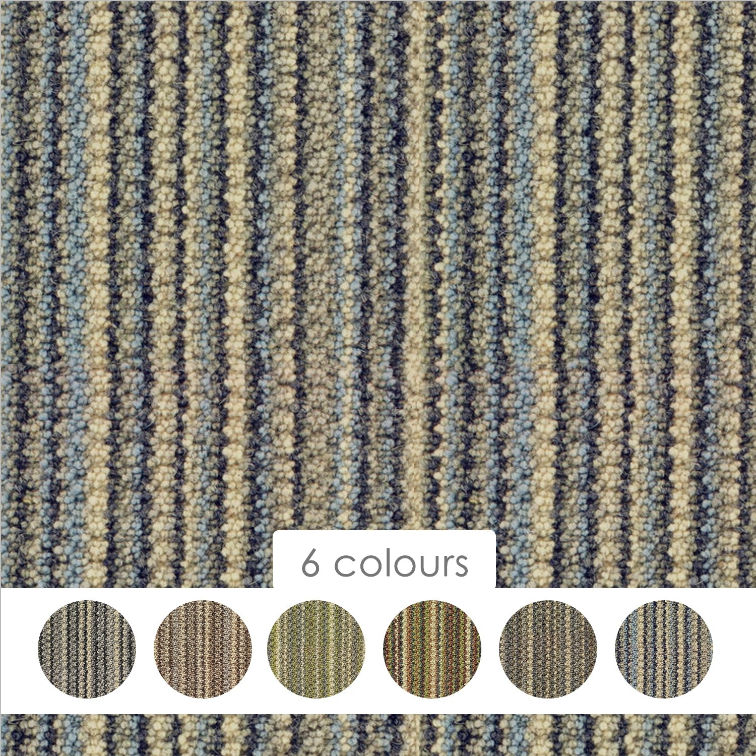 Telenzo Carpets Barbican Stripe 100% Wool Loop Carpet