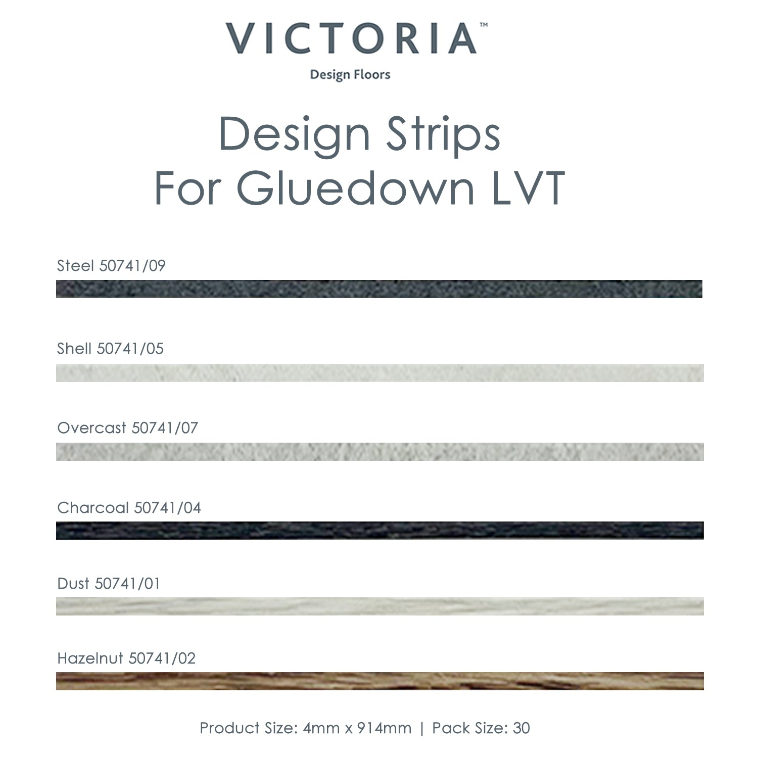 Victoria Deisgn Floors Gluedown LVT Design Strips - Box of 30 Strips (27.42 Linear Metres)